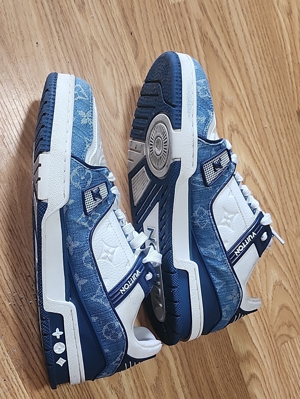 Louis Vuitton Navy and White Denim Low-Top Sneakers for Men